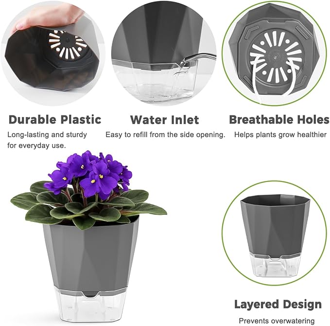 12 Pack Self Watering Plant Pots 6 Inches Self-Watering Planters - Image 4