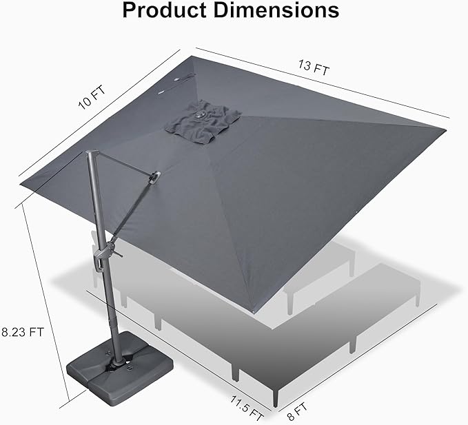 PURPLE LEAF 10' X 13' Rectangle Patio Umbrella - Image 9