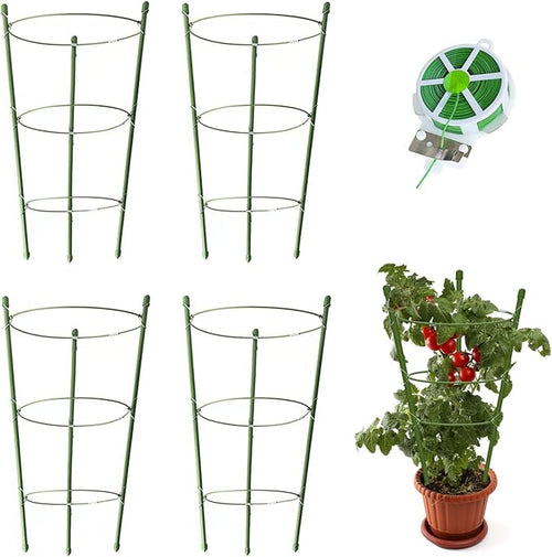 4 Pack Tomato Cage for Garden Plant Support, 18 inches Small Tomato Cages by HOYEJYOU