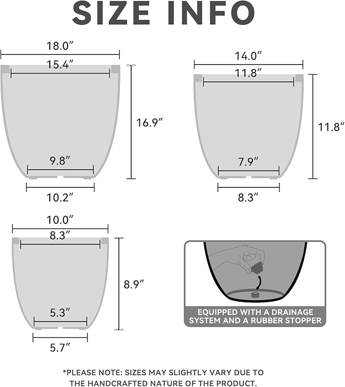 Kante 18", Outdoor Indoor Large Planter Pots - Image 3