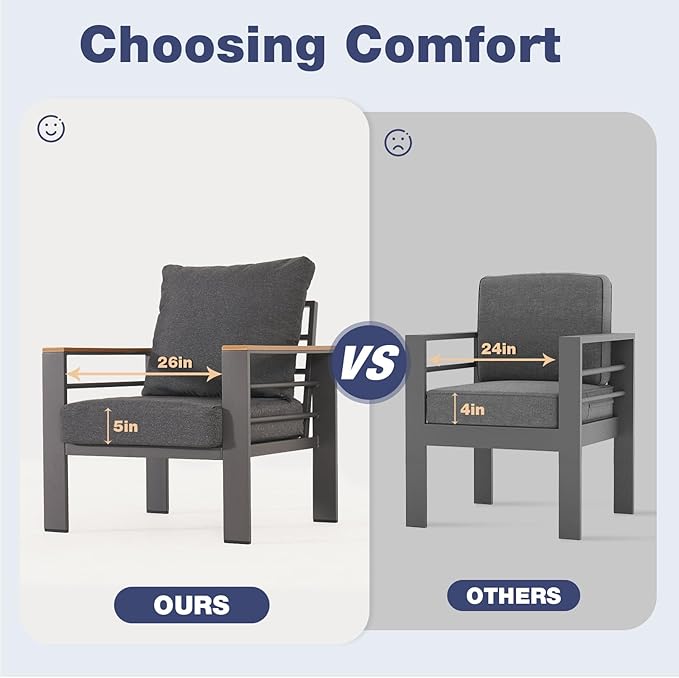 Aoxun Aluminum Patio Furniture Set 2 Seats, Oversized Outdoor Sectional - Image 2