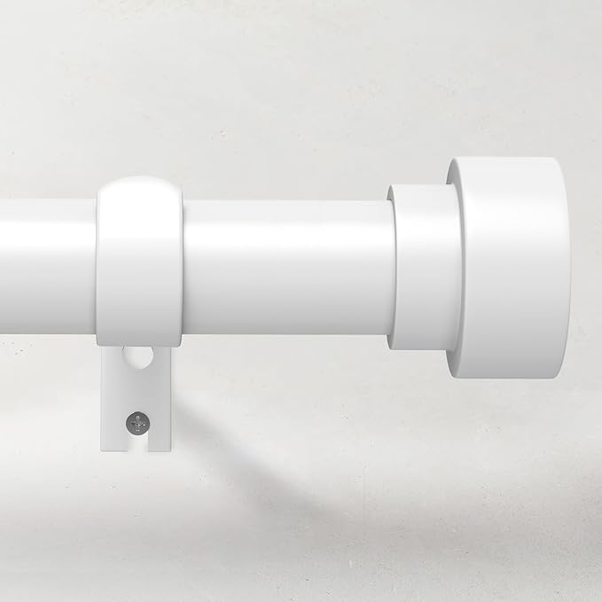Curtain Rods for Windows 66 to 120, 1 Inch Adjustable White Extra Long Heavy by TimeForest