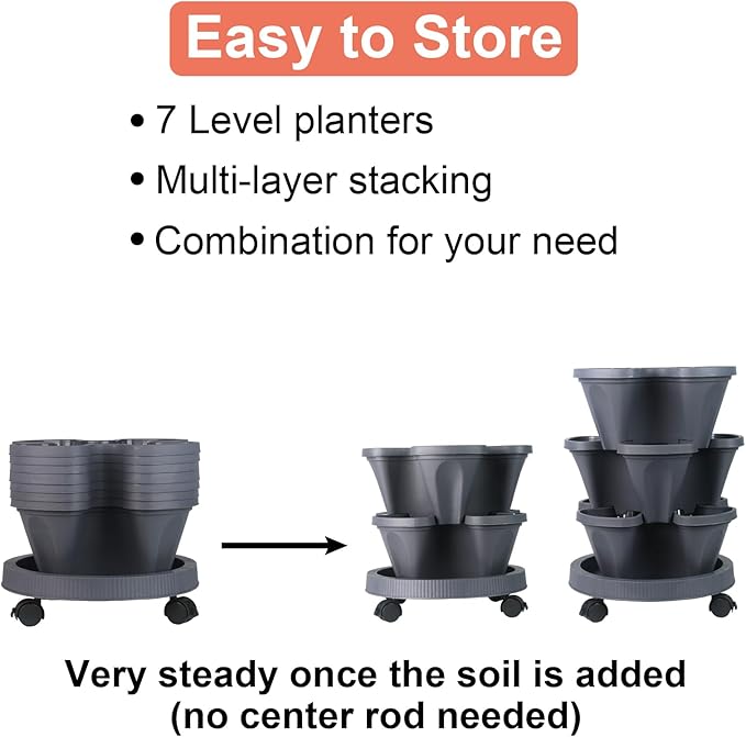 GameXcel Vertical Planter 7 Tier Stackable Planters Garden Planters Strawberry - Image 7