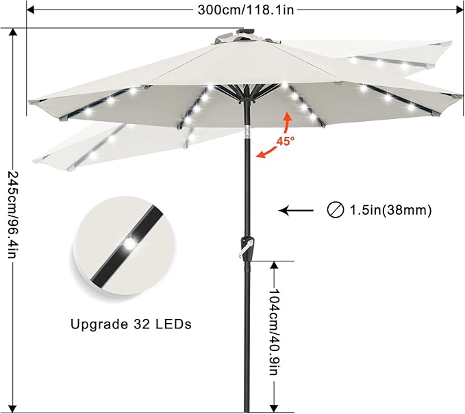 ABCCANOPY 10FT Durable Solar Led Patio Umbrellas - Image 3
