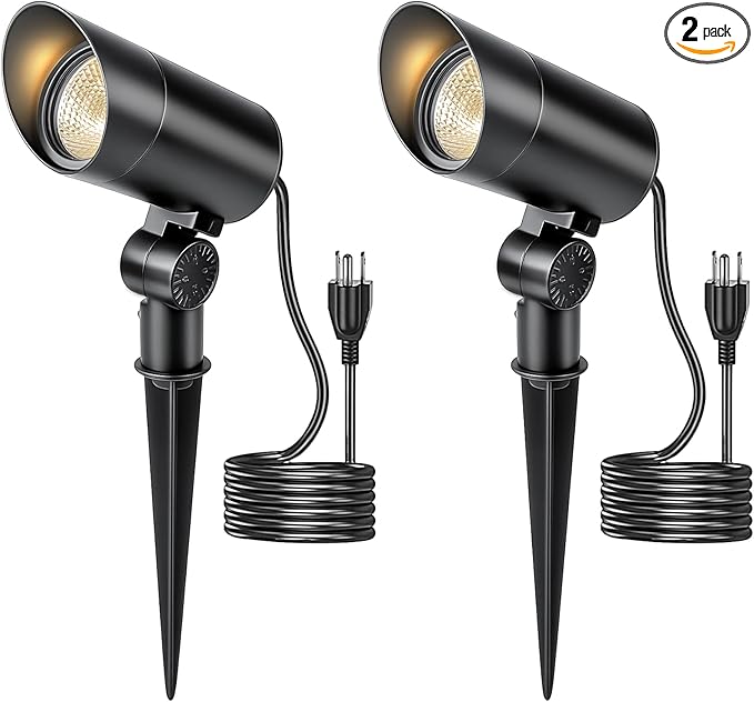 HIBOITEC 2 Pack 30W Outdoor LED Spot Lights 120V Plug in Flag Pole Light 3000LM by HIBOITEC