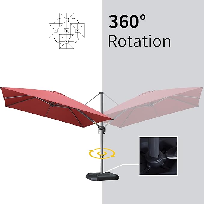 PURPLE LEAF 10' X 13' Square Cantilever Umbrella Patio Umbrella - Image 5