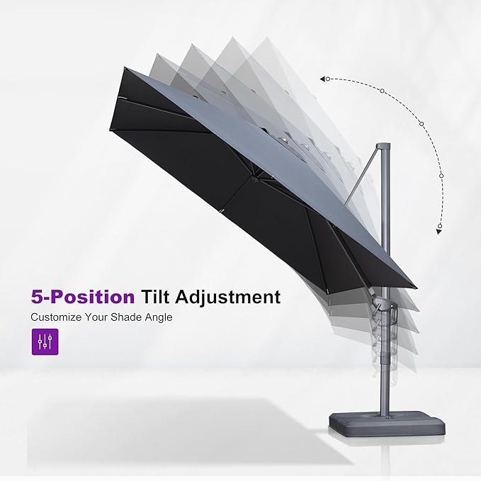 PURPLE LEAF Patio Umbrella 8' X 8' Rectangle Cantilever Umbrella Large Aluminum - Image 7