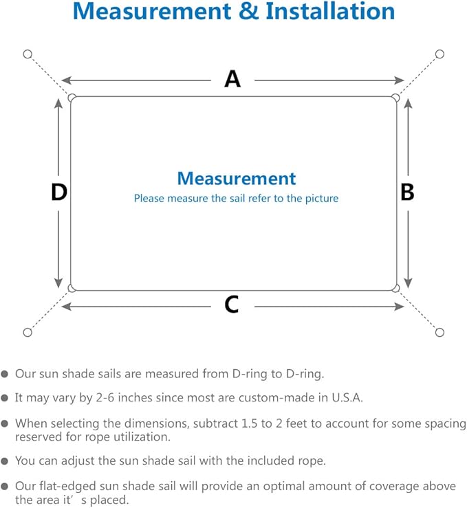 Eden's Decor Straight Flat-Edged Sun Shade Sail Rectangular 14' x 21' Grey - Image 4