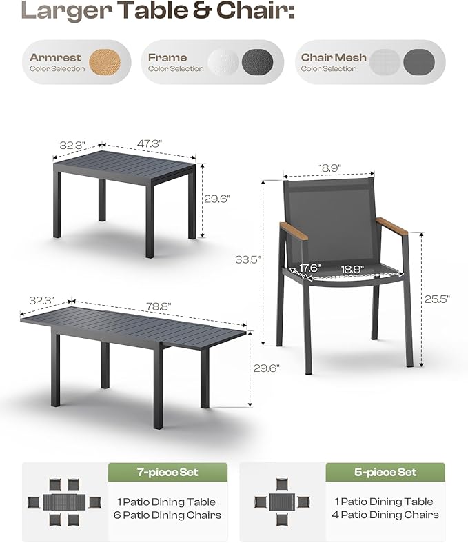 All-Aluminum Expandable Outdoor Patio Dining Table - Image 8