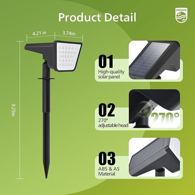 Philips 6 Packs Solar Spot Lights Outdoor Waterproof, 28 LED 3000K Solar - Image 3