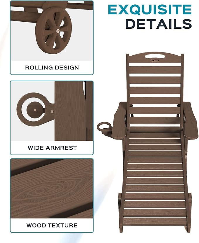 Ciokea Outdoor Lounge Chair Set of 4, All Weather Patio Chaise Lounge Chair - Image 5