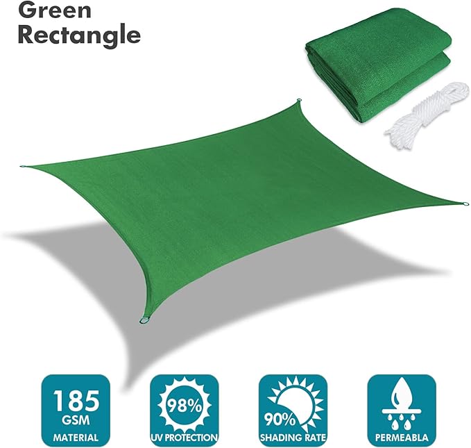 KANAGAWA 10'X24' Dark Green Custom Size Sun Shade Sail Rectangle UV Block - Image 2