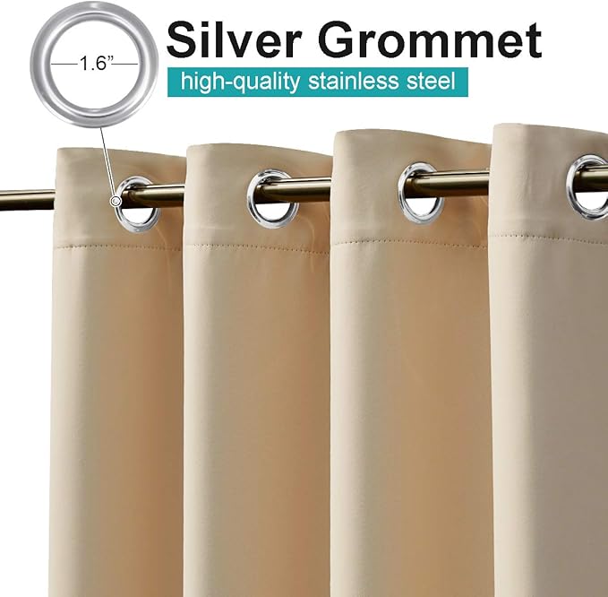 NICETOWN Outdoor Patio Curtains Waterproof Set of 2, Rustproof Stainless Steel - Image 2