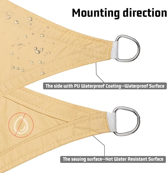 LOVE STORY Triangle 15'x15'x15' Waterproof Sun Shade Sail Canopy UV Block - Image 3