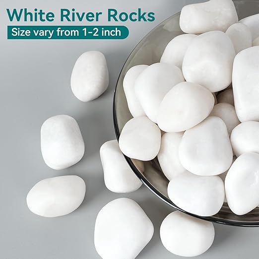 15 lbs White Rocks for Landscaping, 1-2 inch Decorative Rocks for Plants Indoor - Image 2