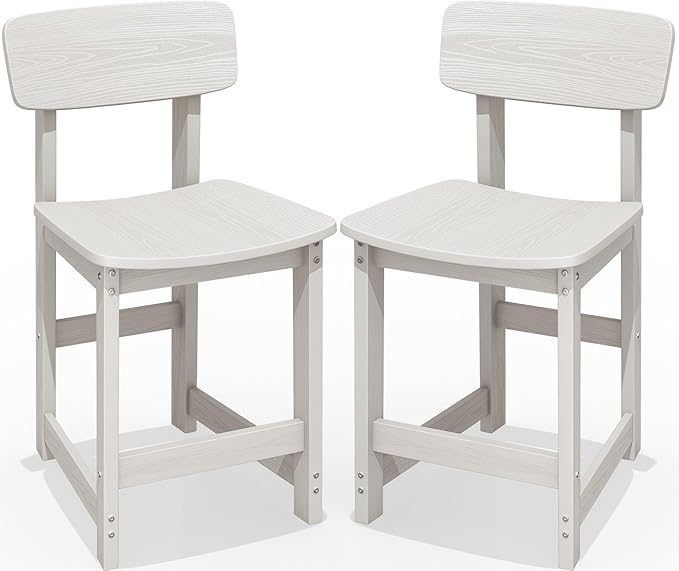 SERWALL Outdoor Bar Stools Set of 2, All Weather HDPE 25" Counter Height Bar by SERWALL
