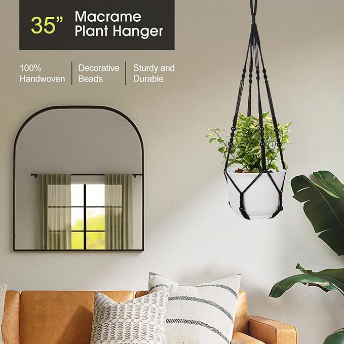 RIFNY Macrame Plant Hanger Indoor, 35 Inch Hanging Plant Holder - Image 2