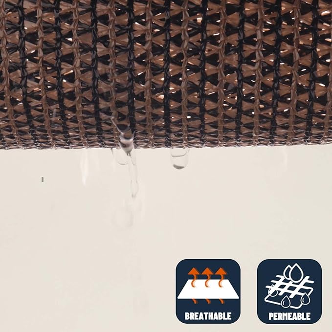 SUNNY GUARD Custom Size 6'x18' Rectangle Brown UV Block Sunshade - Image 5