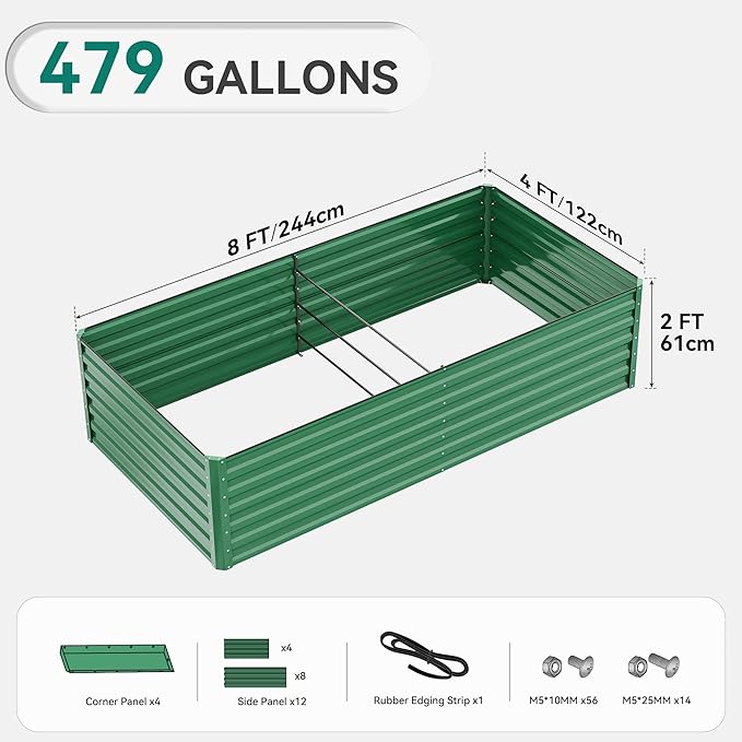 YITAHOME 96x48x24 in 2pcs Galvanized Raised Garden Bed Kit, Large Metal Planter - Image 8