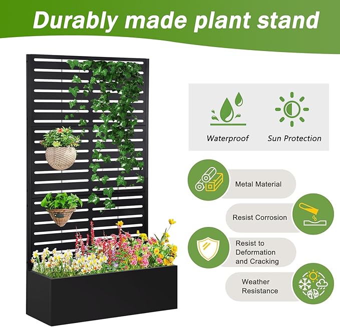 Metal Raised Garden Bed with Trellis, Planter Box - Image 8