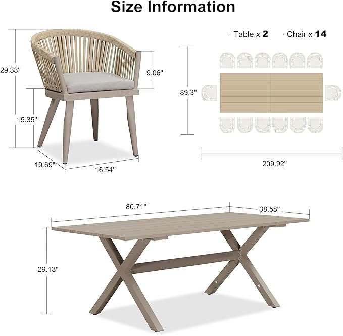 PURPLE LEAF 16 Pieces Outdoor Dining Set - Image 7