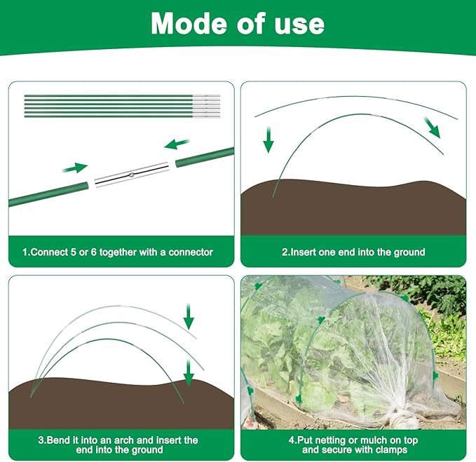 Greenhouse Hoops Grow Tunnel, 6 Sets of 8FT Long Garden Hoops - Image 3