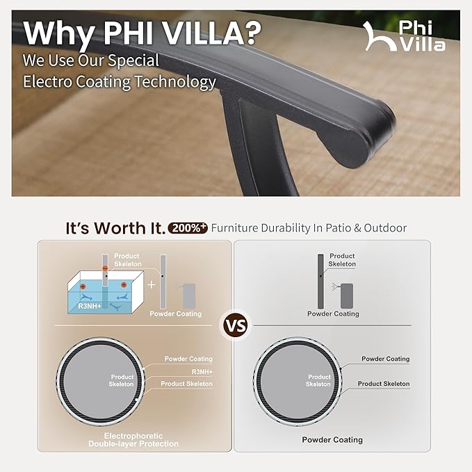 PHI VILLA Outdoor Bar Stools Set of 4, Swivel Patio Bar Stools & Chairs - Image 8