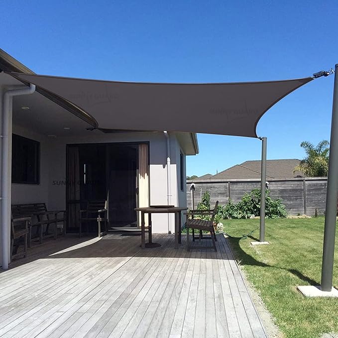 SUNNY GUARD Custom Size 9'x10' Dark Grey Sun Shade Sail Rectangle UV Block Shade by SUNNYGUARD