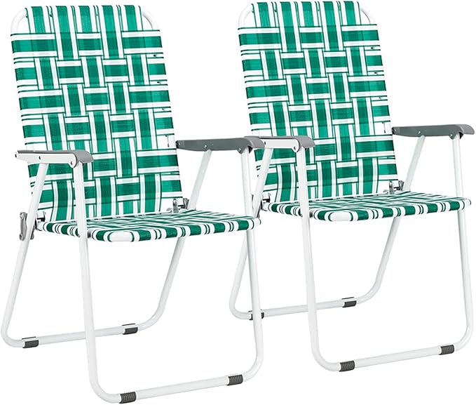 VINGLI Patio Lawn Webbed Folding Chairs Set of 4, Outdoor Beach Chair Portable by VINGLI