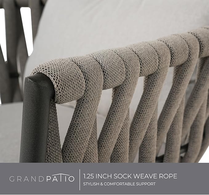 Grand patio Dining Chair Set of 3, Swivel Rope Armchairs - Image 5