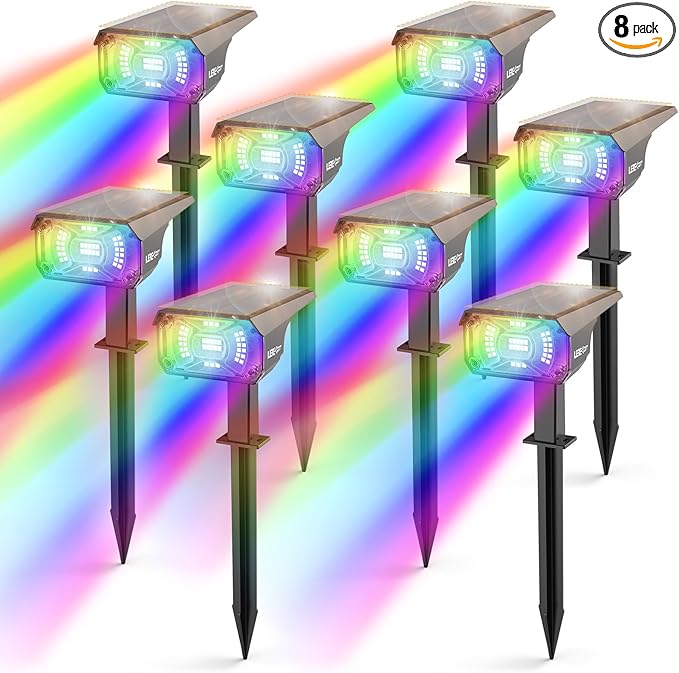 Solar Spotlights Outdoor, 40 LED s Color Changing RGB Waterproof Landscape by LEREKAM