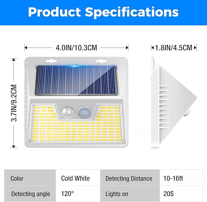 Peasur Solar Lights Outdoor Motion Sensor, 3 Modes Solar Security Wall Lights - Image 6