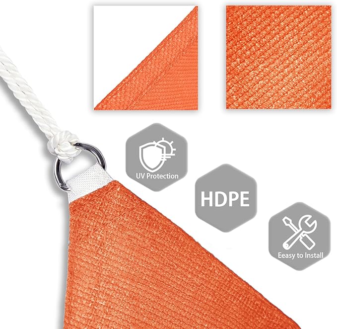 Patio Paradise 24' x 24' x 24' Sun Shade Sail Triangle Canopy Shade Cloth - Image 3