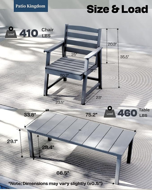 5-Piece Black Outdoor Dining Set - Image 2