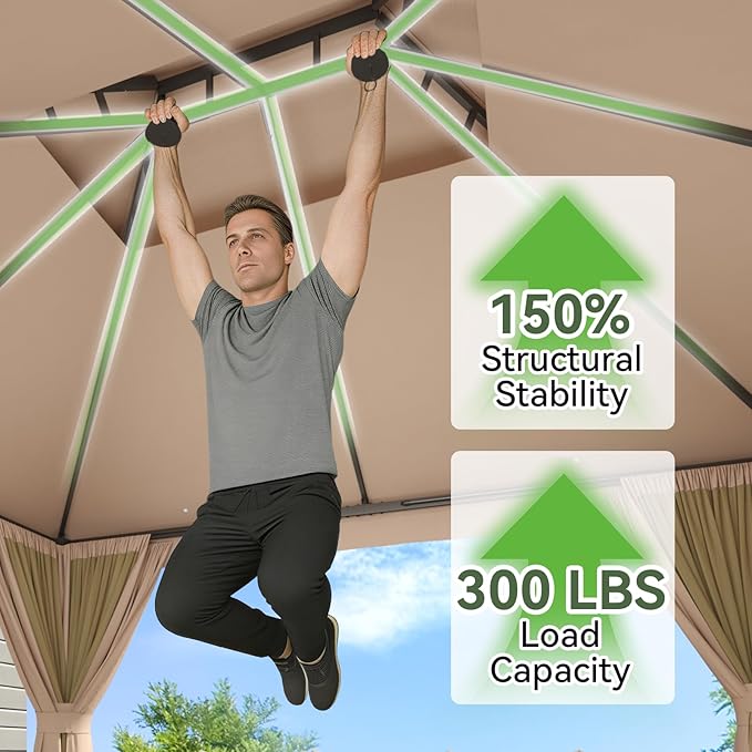 Aoxun Outdoor Gazebo for Patio 10x12 Metal Frame Canopy - Image 5