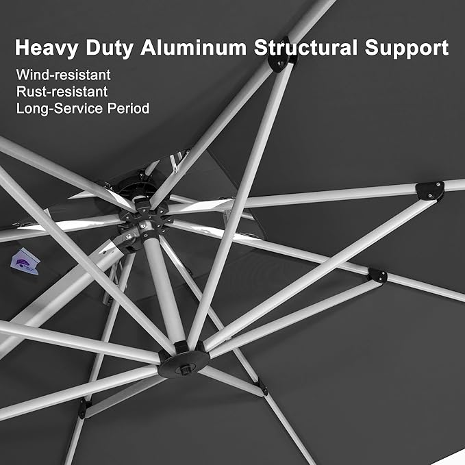 PURPLE LEAF 10ft Patio Umbrella Outdoor Square Umbrella Large Cantilever - Image 3