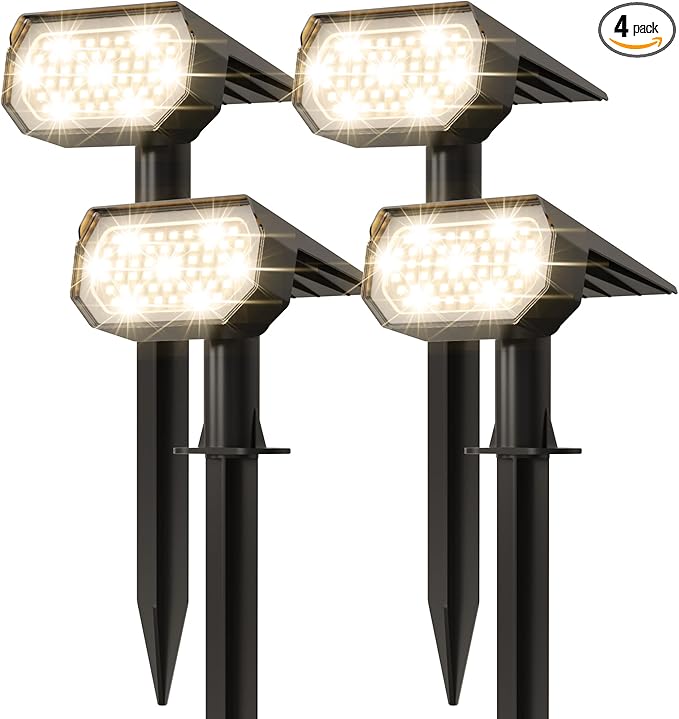 Ensenior Solar Spotlights Outdoor, 56 LEDs Brightness Adjustable 3000K LED by Ensenior