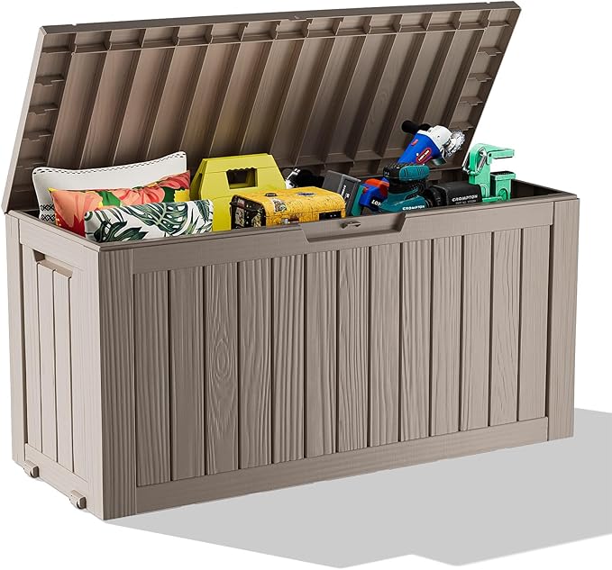 76 Gallon Outdoor Deck Box, Lockable Waterproof Outdoor Storage Boxes by MAIUSCOLI