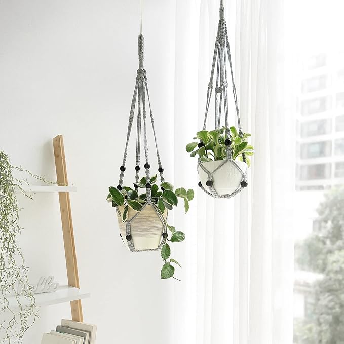 Mkono Macrame Plant Hanger Indoor Hanging Planter Basket - Image 2