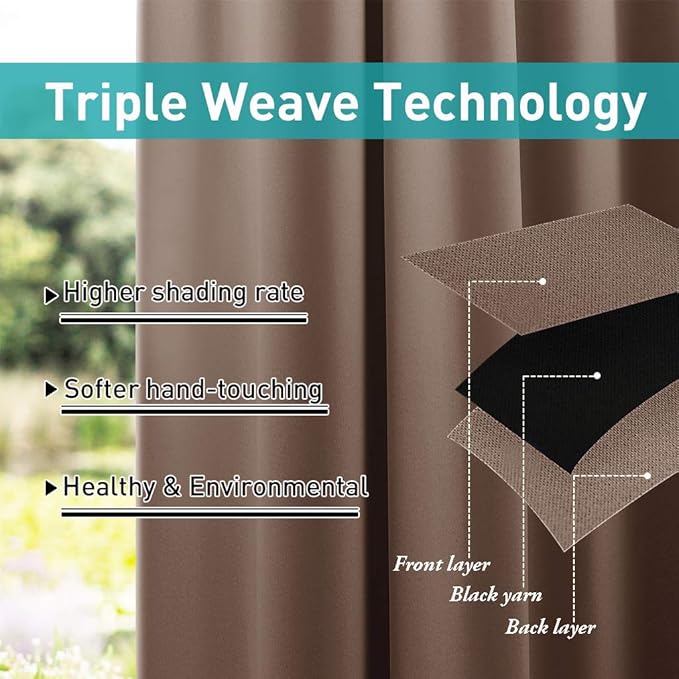 NICETOWN 2 Panels Privacy Outdoor Curtainss Weighted - Image 4