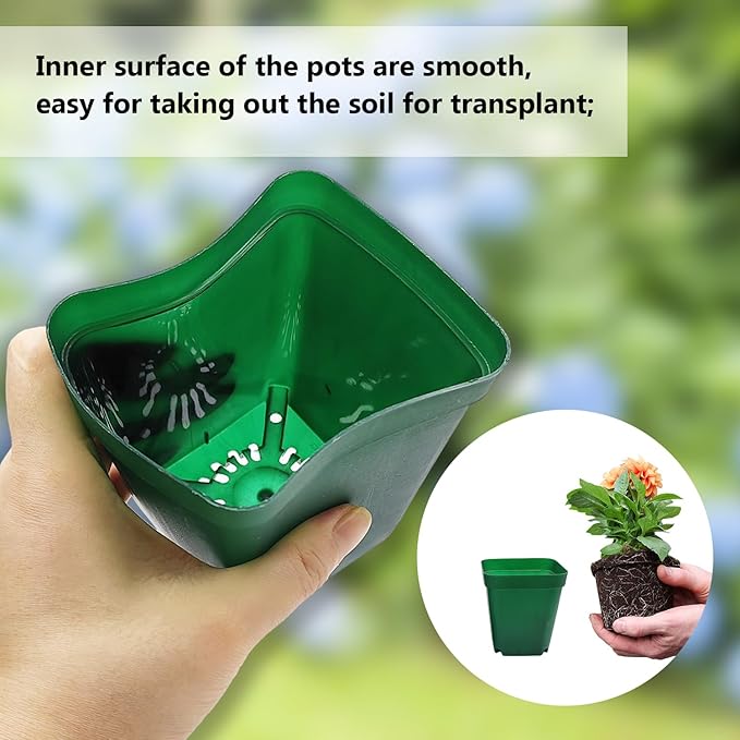 Square Nursery Seedling Pot 3.5 Inches 90 Pcs, Small Nursery Pot Plastic Thick - Image 3