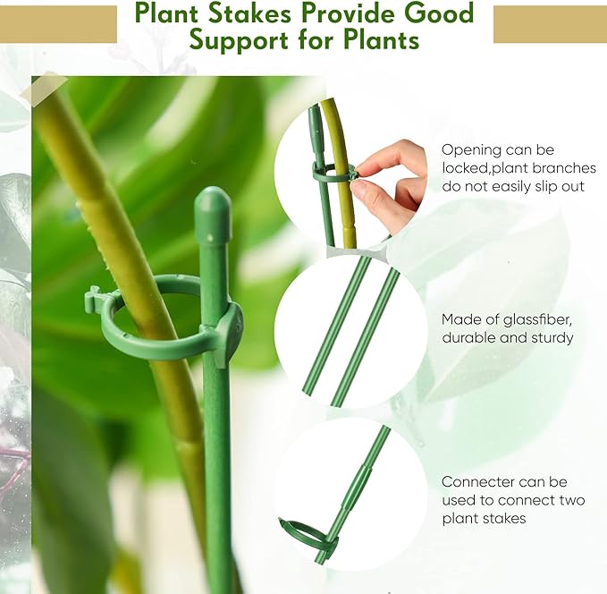 meekoo 120 Pcs Adjustable Garden Plant Support Stakes Single Stem Plant Cage - Image 6