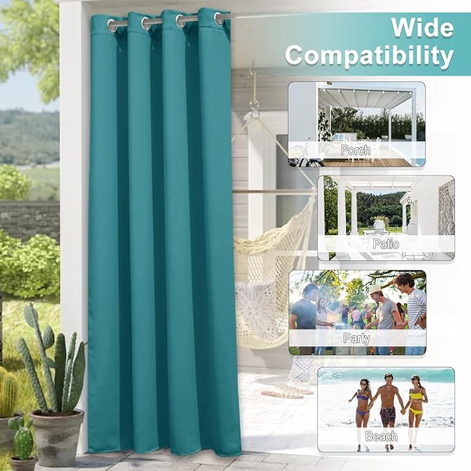 NICETOWN Outdoor Patio Curtains Waterproof 84 inches Long, Rustproof Grommet - Image 7