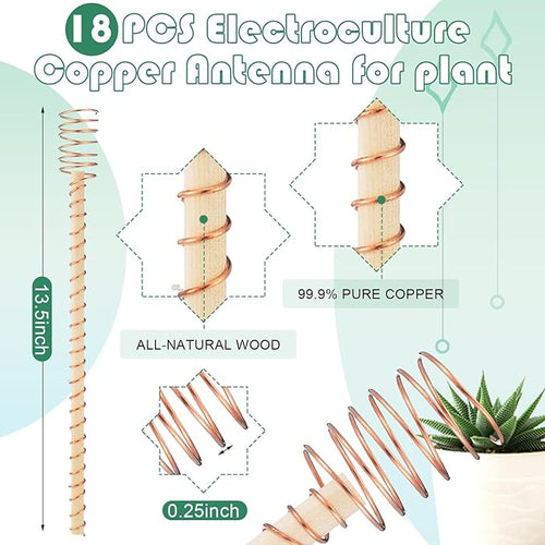 18 Pcs Electroculture Plant Stakes 13.5 Inches Long Copper Garden Stakes - Image 2
