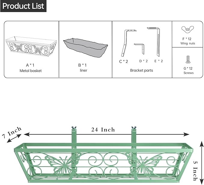4 Pack 24 Inch Window Boxes Planters Railing Planter Box - Image 4