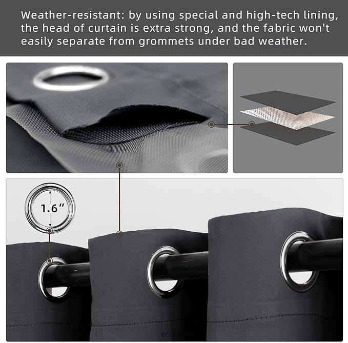 Waterproof Outdoor Curtain W84 x L120 - Image 3