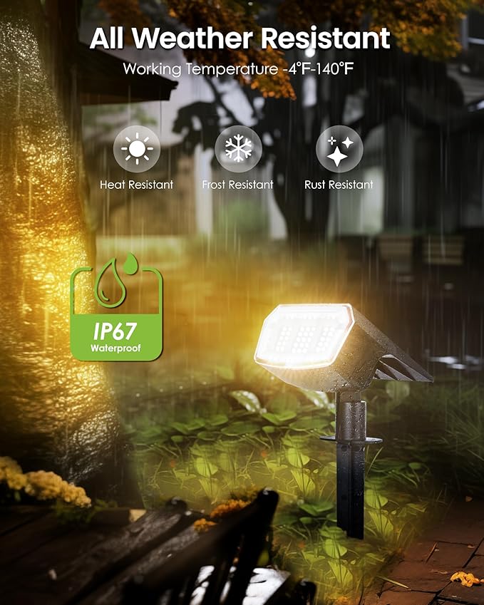 Solar Spot Lights Outdoor IP67 Waterproof 10 Pack, 63 LED 3 Modes Solar - Image 7