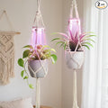 Macrame Plant Hanger with Grow Light: 2 Pack Boho Hanging Planters with Light by Unknown