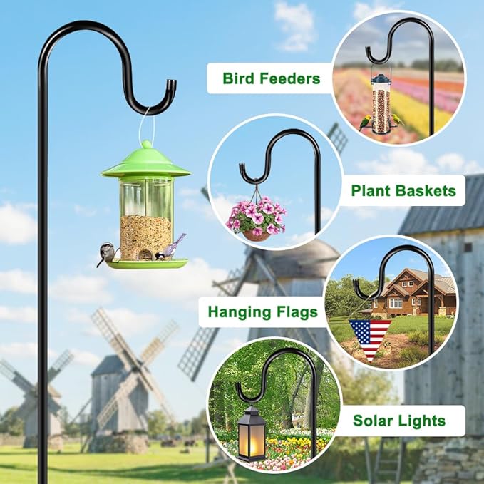 72" Shepherds Hooks for Outdoor, Heavy Duty Bird Feeder Pole - Image 5