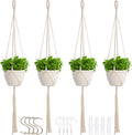 Macrame Plant Hangers Indoor Macrame, 4 Pack Hanging Planter Holder by petonfun